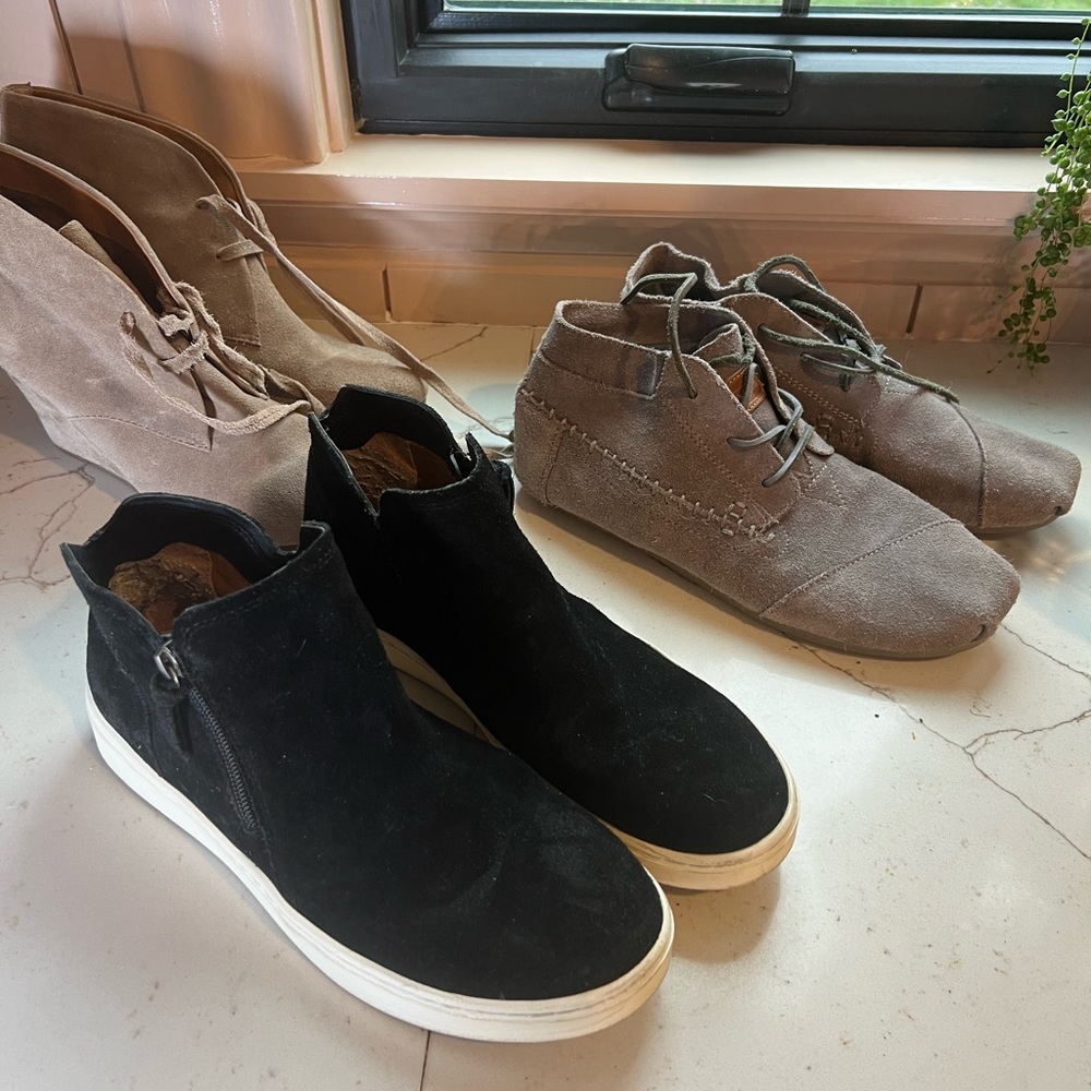 3 pairs of Suede Booties (size 9.5) - Picture 1 of 4